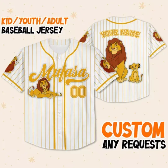 Custom Disney The Lion King Mufasa Simple Stripe, Custom Baseball Jersey