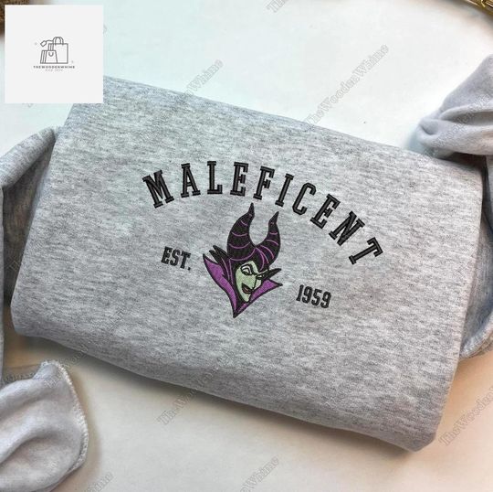 Villains Maleficent Embroidered Crewneck Sweatshirt, Halloween Sweatshirt