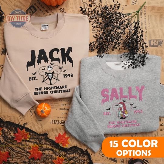 Skeleton Cartoon Halloween Embroidered Sweatshirt, Halloween Embroidered Shirt