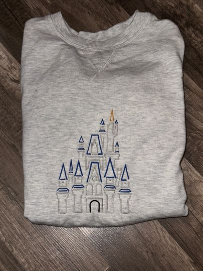 Disney Magic Kingdom Sketch Castle  Embroidered Crewneck