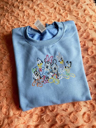 Sky blue Mickey and friends embroidered sweatshirt