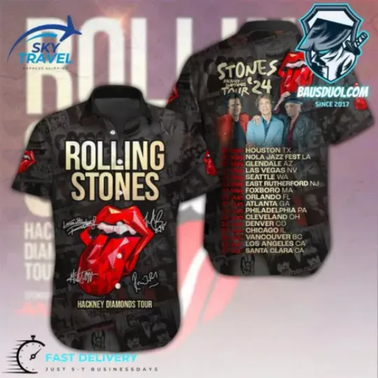 BEST PRICE-The Rolling Stones Hackney Diamonds Tour 2024 Hawaiian Shirt