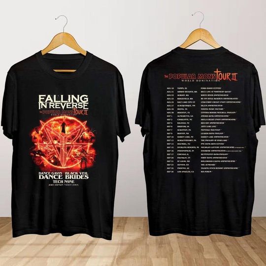 Falling in Reverse Popular Monstour II 2024 T-Shirt, Falling in Reverse T-Shirt, Falling in Reverse Fan Gift Shirt,Popular Monstour II Shirt