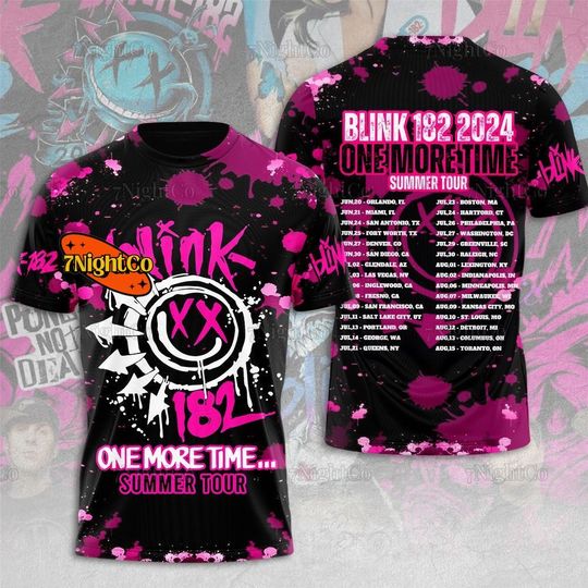 B182 One More Time 2024 Tour Shirt, B182 Shirt, B182 Tour Merch, B182 2024 Shirt, Blink 182Band Fan Gift