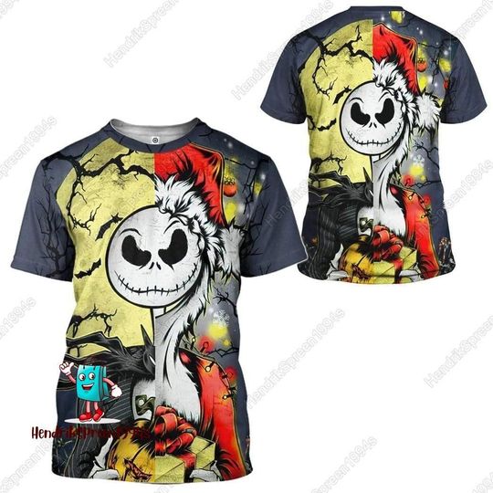 Halloween Jack Skellington Shirt, Gearhumans 3D Jack Skellington Halloween Shirt, The Nightmare Before Christmas Shirt, Disney Hallowee