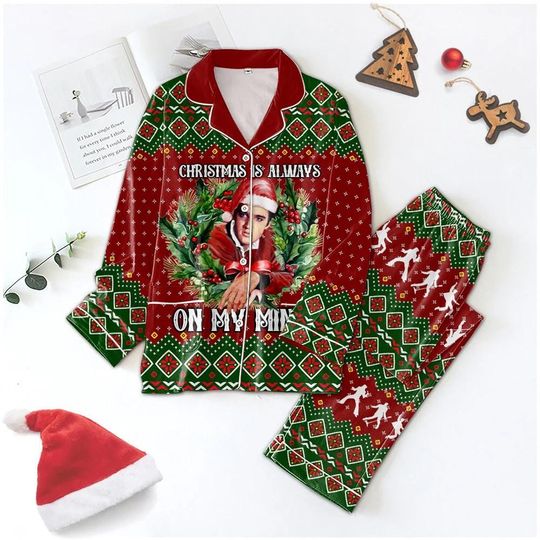 Elvis Presley Pajamas Set For Christmas, Rock And Roll Pajamas Set, Elvis Presley Matching Pajamas Set,Elvis Presley Pajamas For Party
