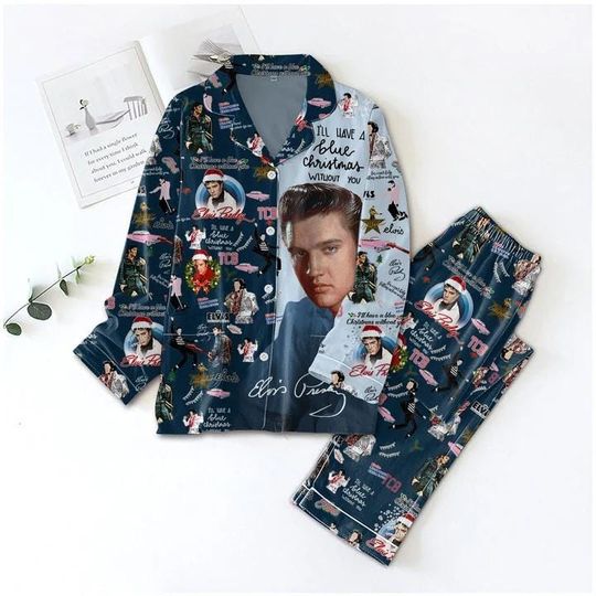 Elvis Presley Pajamas Set For Christmas, Rock And Roll Pajamas Set, Elvis Presley Matching Pajamas Set,Elvis Presley Pajamas For Party
