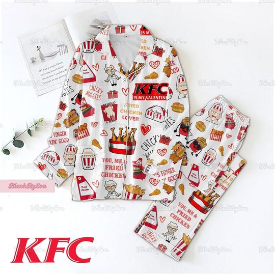 Kfc Chicken Shirt, Kfc Pajamas Set, Fast Food Holiday Pajamas, Kfc Women Pajamas, Fried Chicken Bridesmaid Pajamas, Halloween Gift