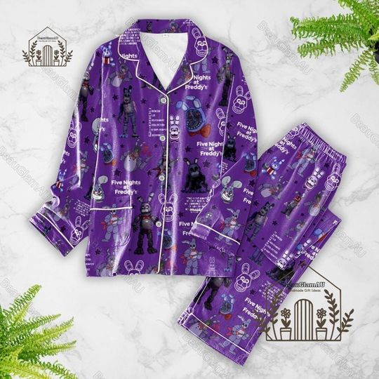 Halloween Five Nights At Freddy Pajamas Set, Fnaf Foxy Pajamas Set, Scary Sleepwear, Horror Video Game Shirt, Halloween Gift