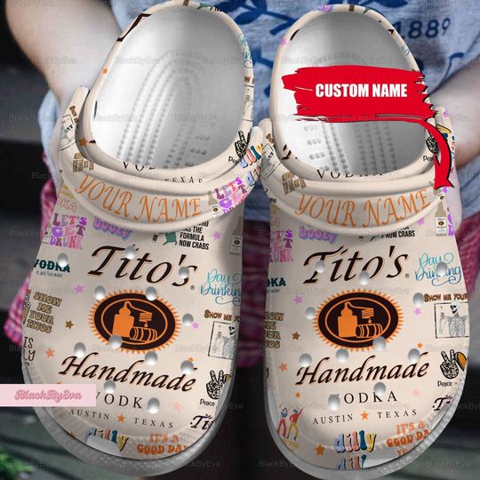 Titos Vodka Clogs, Custom Titos Vodka Sandals, TitoS Handmade Shoes, TitoS Handmade Summer Shoes, TitoS Handmade Gifts, Tito Fan Shoes