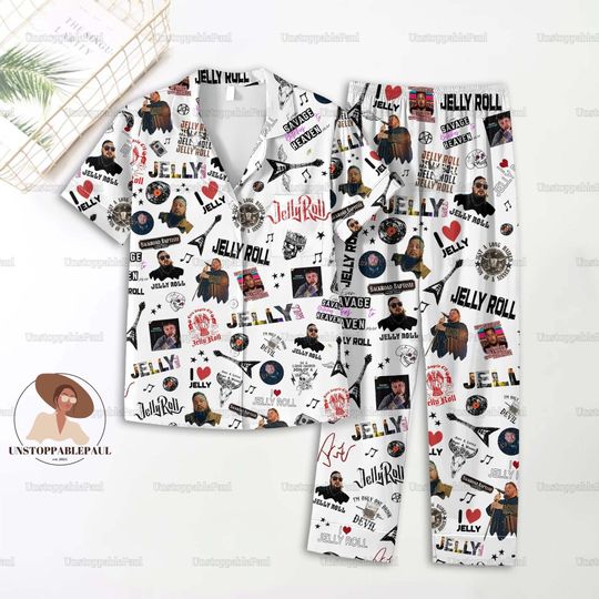 Jelly Roll Pajamas Set, Jelly Roll Tour Shirt, Jelly Roll Holiday Pajamas, Jelly Roll Women Pajamas, Jelly Roll Bridesmaid Pajamas