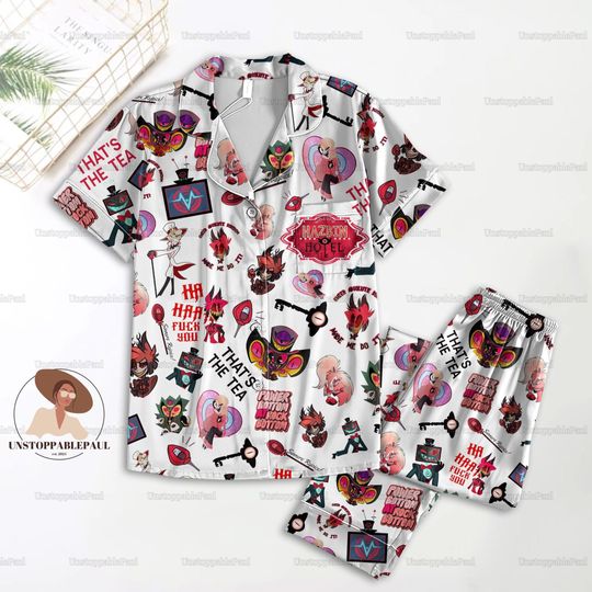 Hazbin Hotel Pajamas Set, Hazbin Hotel Shirt, Alastor Hazbin Women Pajamas, Hazbin Hotel Holiday Pajamas, Alastor Pajamas Pants