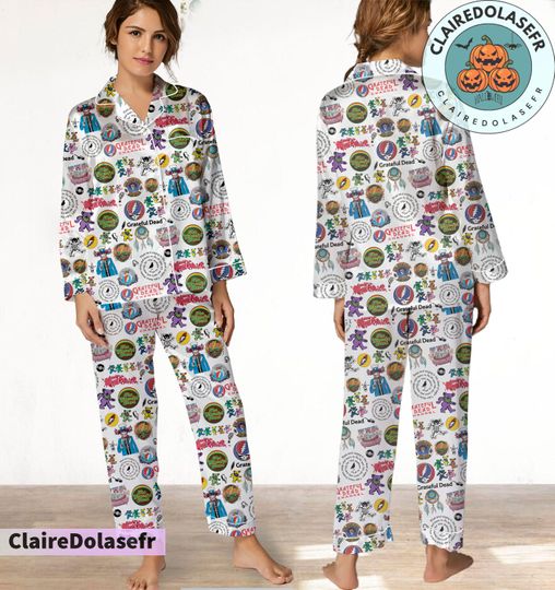 Grateful Dead Pajamas Set, Grateful Dead Pyjamas Set, Pajamas Pants, Women Pajamas Set, Halloween Xmas Gift
