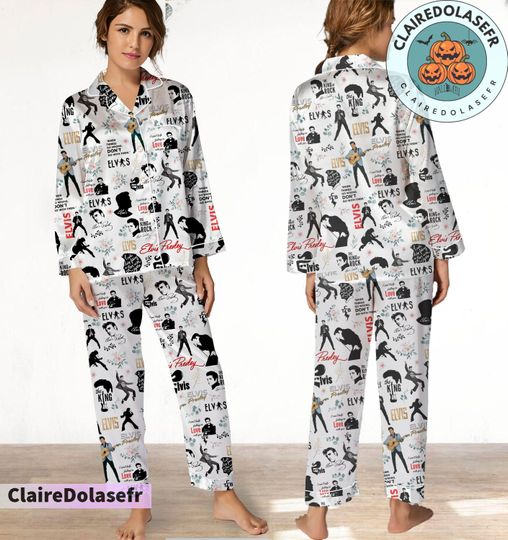 Elvis Presley Pajamas Set, Elvis Presley Pyjamas Set, Holiday Pajamas Pants, Women Pajamas Set, Halloween Xmas Gift