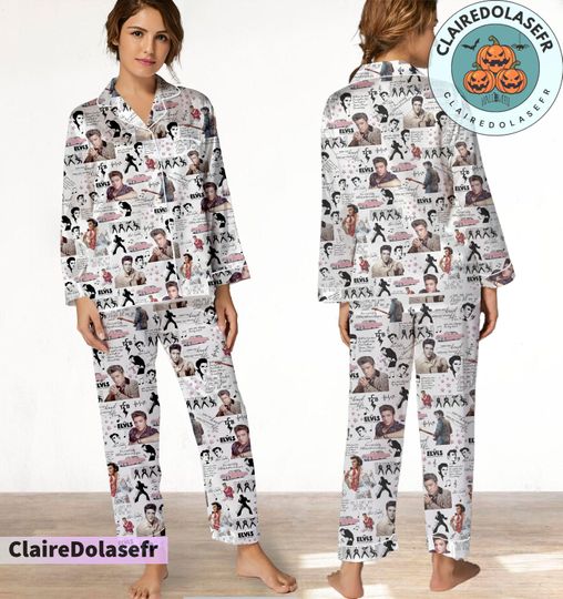 Elvis Presley Pajamas Set, Elvis Presley Pyjamas Set, Holiday Pajamas Pants, Women Pajamas Set, Halloween Xmas Gift