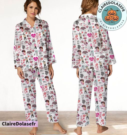 Elvis Presley  Pajamas Set, Elvis Presley Pyjamas, Holiday Pajamas Pants, Women Pajamas Set, Halloween Xmas Gift