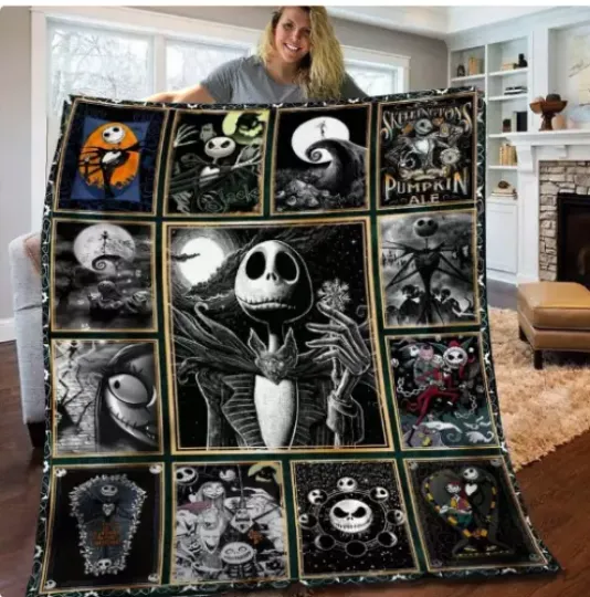 Nightmare Before Christmas Blanket Halloween Velveteen Plush Fleece Blanket
