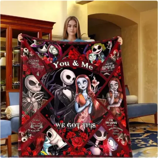 Nightmare Before Christmas You and Me We Got This Velveteen Plush Fleece Blanket