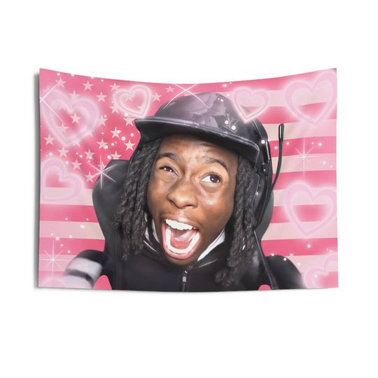 Kai Cenat American Flag Wall Tapestry/ twitch stream/ Wall decor/meme/funny tapestry