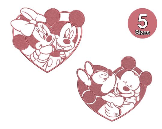Sweethearts in love mouse and mice embroidery files different sizes and file types