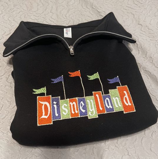 Disneyland Vintage Sign Halloween Edition Embroidered Quarter Zip