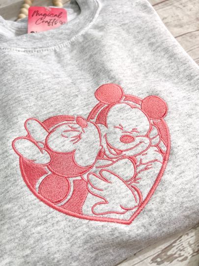 Sweethearts Mouse Embroidered Crewneck Sweatshirt - Ash