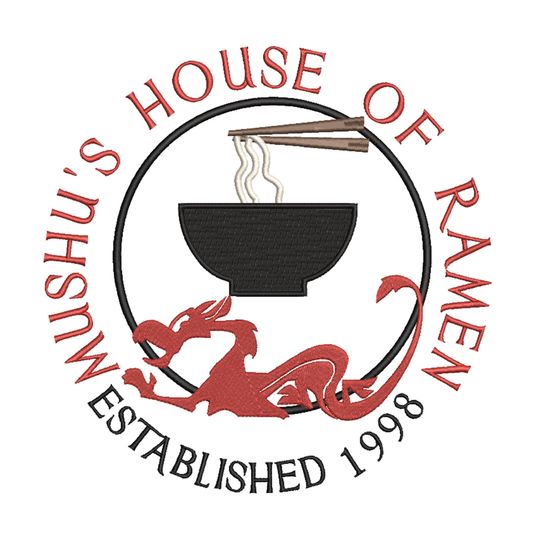 Mulan Embroidery Design. Mushu's House of Ramen