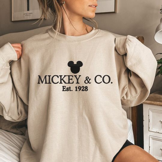 Embroidered Mickey & Co Sweatshirt, Mickey and Co. est. 1928 Hoodie