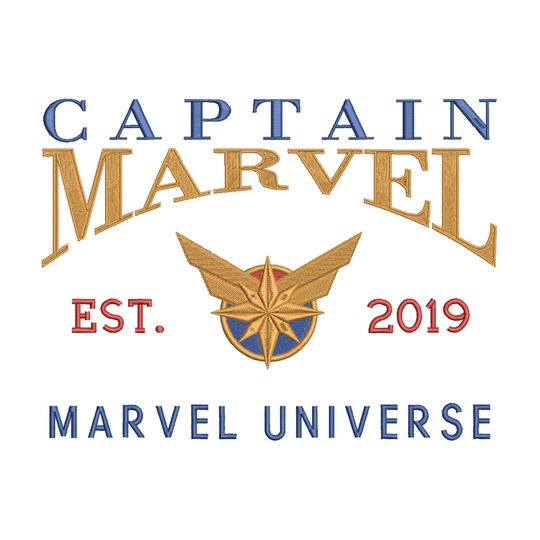 Captain Marvel Machine Embroidery Design. Established 2019