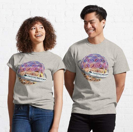Spaceship Saturn With Teal Monorail Classic T-Shirt