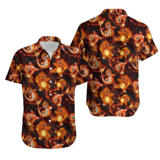 Charmander Volcano Hawaiian Shirt Lava Cute Shirt Travel Shirt Aloha Crochet Anime Gift