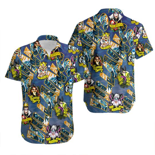 Disney Villains Button Shirt, Ursula Hawaiian Shirt, Maleficent Hawaii Shirt
