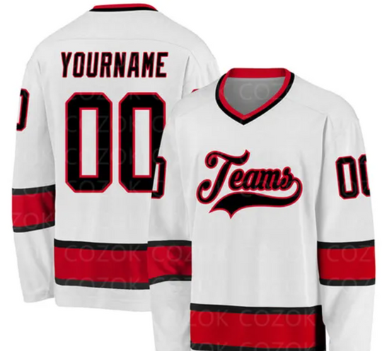 Custom White Bull Red Hockey 3D Print You Name Number Men Women Ice Hockey Jersey Competition Training Jerseys