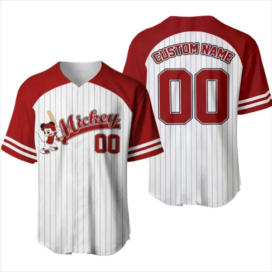 Custom Name Mickey Baseball Jersey, Disney Minnie Mickey Mouse Jersey