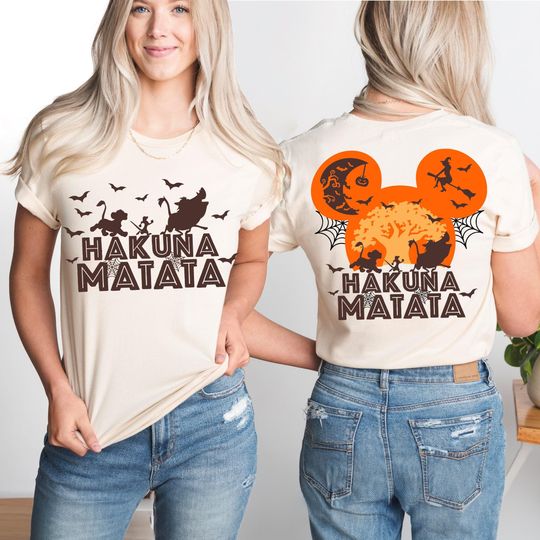 Hakuna Matata Halloween T-Shirt, The Lion King Simba Timon Pumbaa Shirt, Disney Animal Kingdom Tee, Disney Spooky Season Safari Shirt