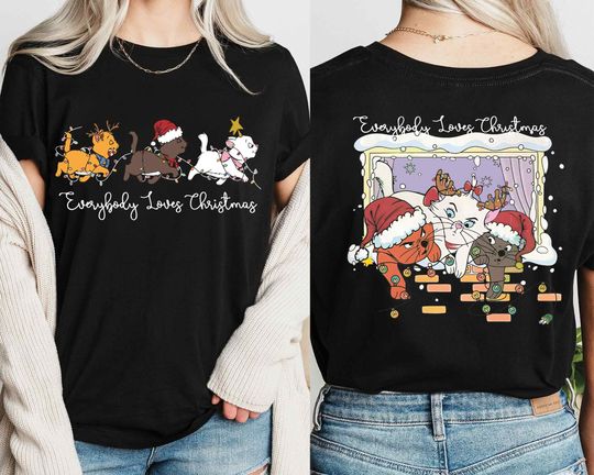 Everybody Loves Christmas Shirt, Marie Toulouse Berlioz Christmas Tree Kitten Tee, Christmas Squad Shirt, Aristocats Christmas Tee