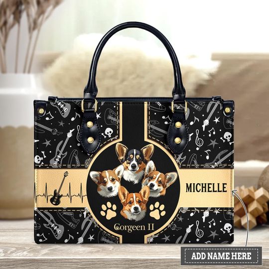 Personalized Corgi Leather Handbag,Dog Handbag, Cute Corgi Leather Bag,Corgi Leather bag,Love Corgi Handbag