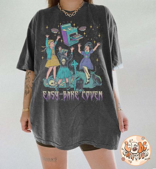 Vintage Easy Bake Coven 90s Horror Movie Fan Oversized Shirt, Halloween Shirt, Plus Size Halloween Tee, Witchy Vibes Shirts, Halloween Gift