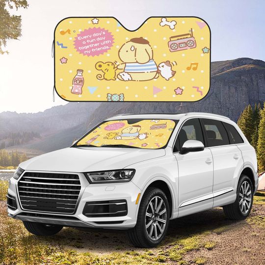 POMPOMPURIN Car Windshield Sunshade Custom Glass Sunshade  Gifts Cute Car Accessories Car Decoration Gifts.