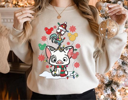 Disney Moana Hei Hei Christmas Shirt, Pua Pig Christmas Sweatshirt, Disneyland Family Christmas Shirt, Moana Christmas Shirt