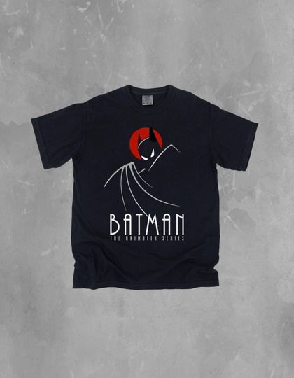 Batman Retro Vintage Comic T-shirt, Batman The Animated Series Heavyweight Tshirt, Superhero Gotham Dark Knight Crewneck Tee