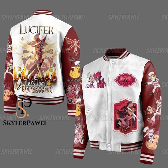 Lucifer Hazbin Hotel Baseball Jacket, Lucifer Hazbin Hotel Jacket, Lucifer Morningstar Zipper Jackets, Lucifer Baseball Jacket