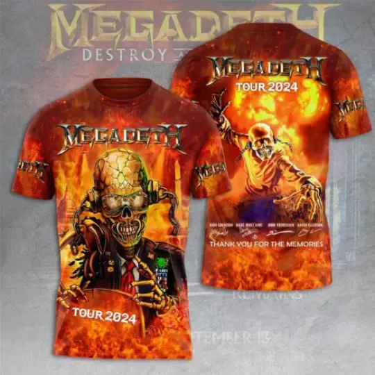 Megadeth Rock Band 2024 Announces Destroy All Enemies Tour T-shirt Giff
