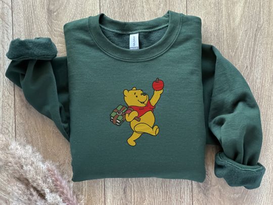 EMBROIDERED Fall Winnie The Pooh Sweatshirt, Apple Picking, Pumpkin Picking Shirt
