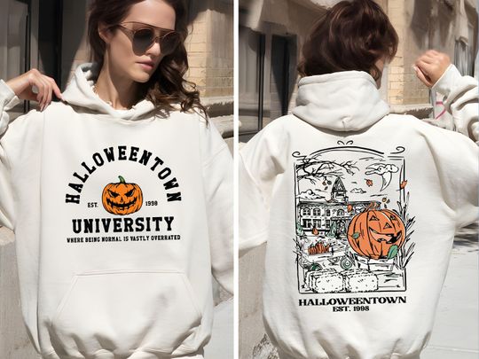 Vintage Halloweentown University Hoodie, Retro Halloweentown Hoodie, Halloween Season Graphic, Halloween Fall Hoodie,Vintage Fall Hoodie