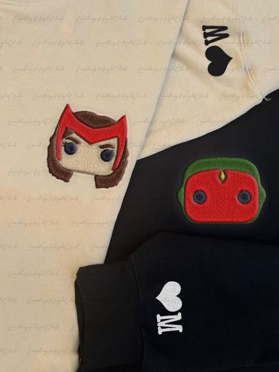 Wanda Vision Embroidered Sweatshirt  , Marvel Wandavision Embroidered