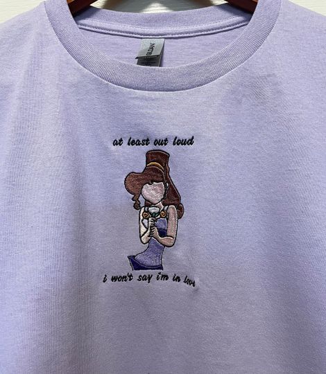 Disney Megara Hercules Embroidered Shirt | Won't Say I'm In Love