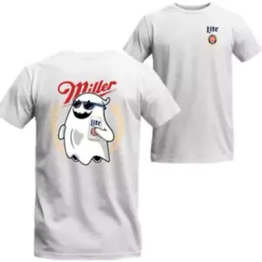 Miler-Lite Ghostt Halloween 2 Sided Shirt,Miler-Lite Unisex Short Sleeve T-shirt