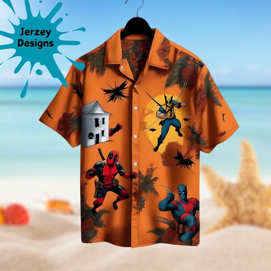 Deadpool & Wolverine Halloween Hawaiian Shirt Print Tropical Beach Gift For Men, Youth, Dad, Boyfriend, Lover, Best Gift For Party Halloween