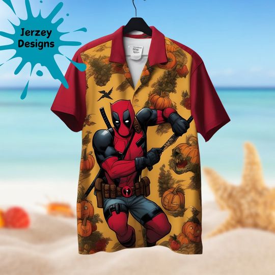 Deadpool Aloha Halloween Hawaiian Shirt Print Tropical Beach Gift For Men, Youth, Dad, Boyfriend, Lover, Best Gift For Party Halloween